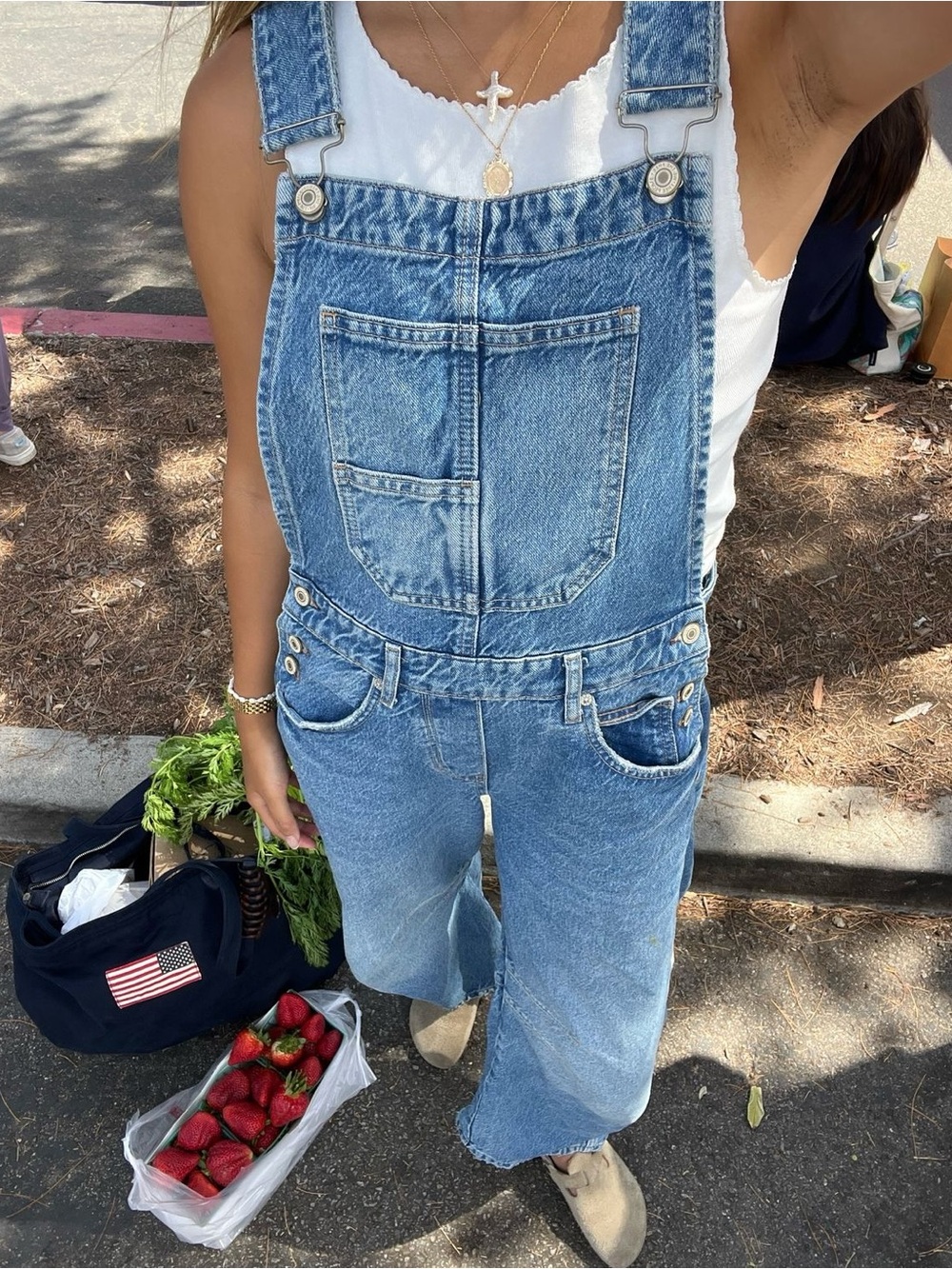 FREE PEOPLE Barrel Denim Overalls S